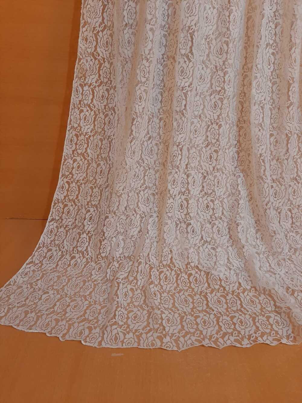 Floral Net Dupatta - White - ZD617