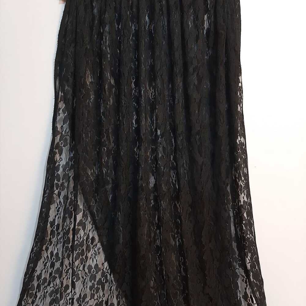 Floral Net Dupatta With Lace - Black - ZD103