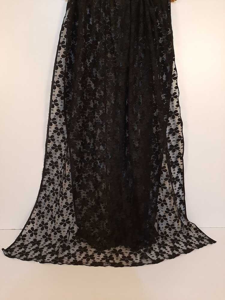 Floral Net Dupatta Black - ZD38