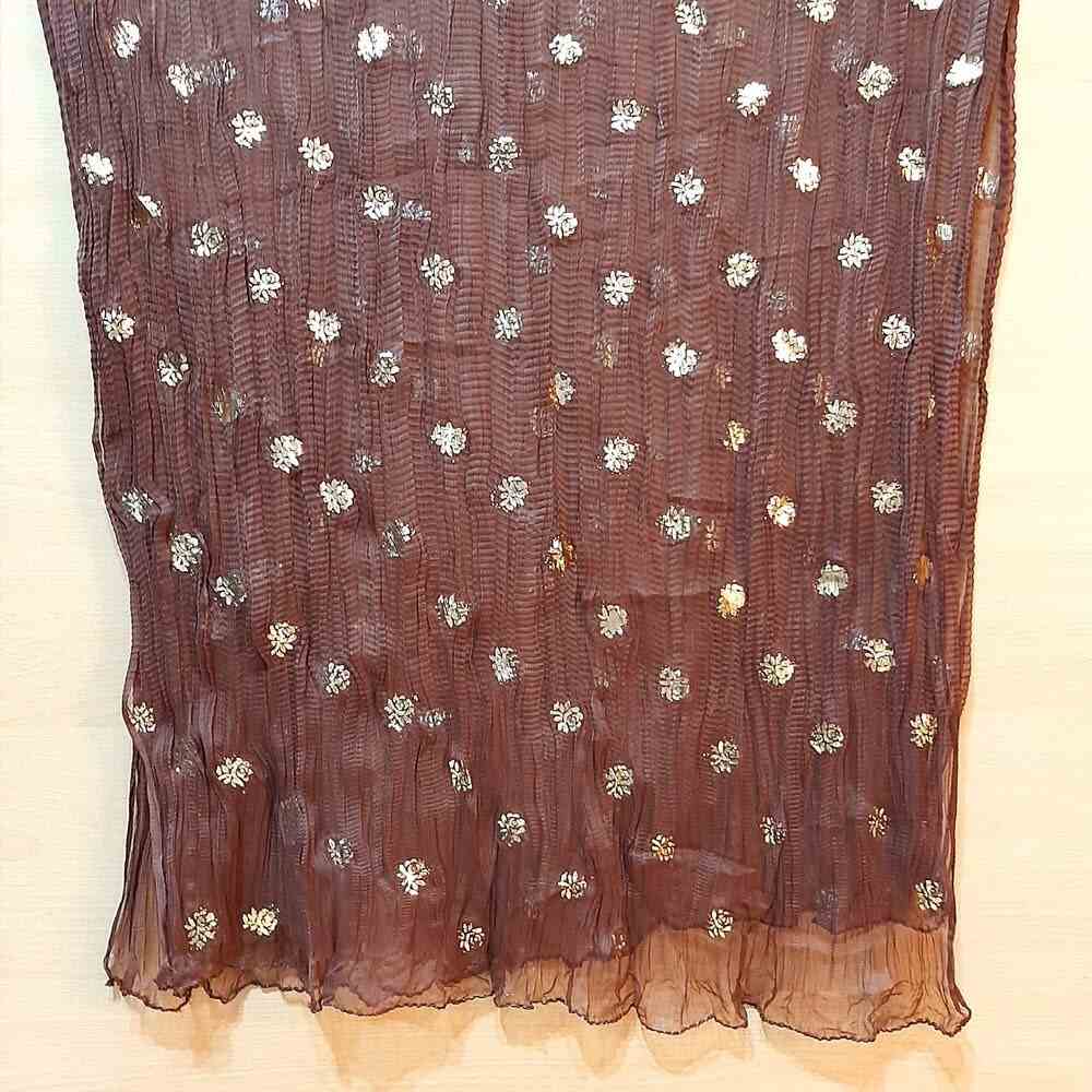 Chocolate gold foil print dupatta