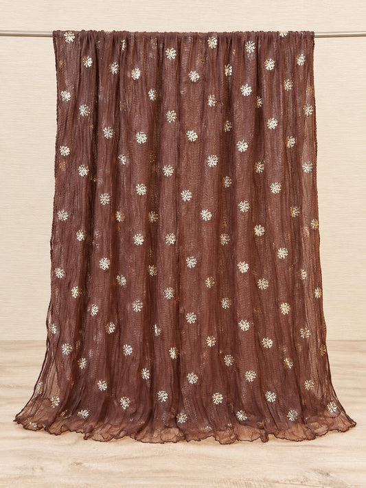 Foil Print Chiffon Crush Dupatta - ZD610