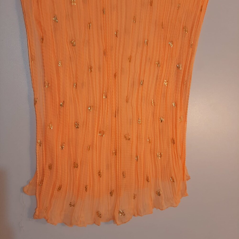 foil print chiffon crush dupatta peach