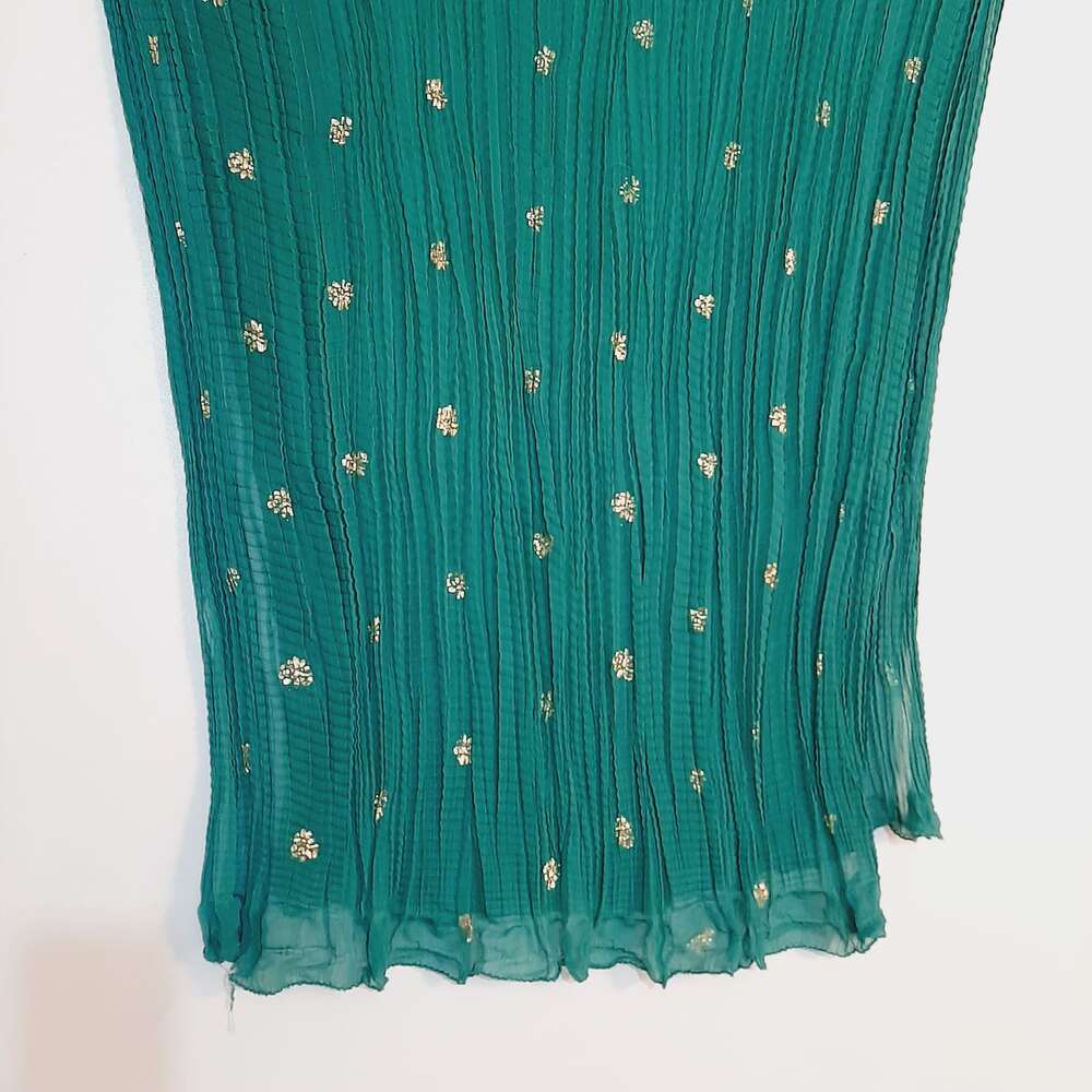 foil print chiffon crush dupatta sea green