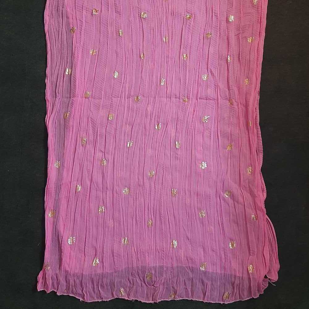 Foil printed pink chiffon dupatta