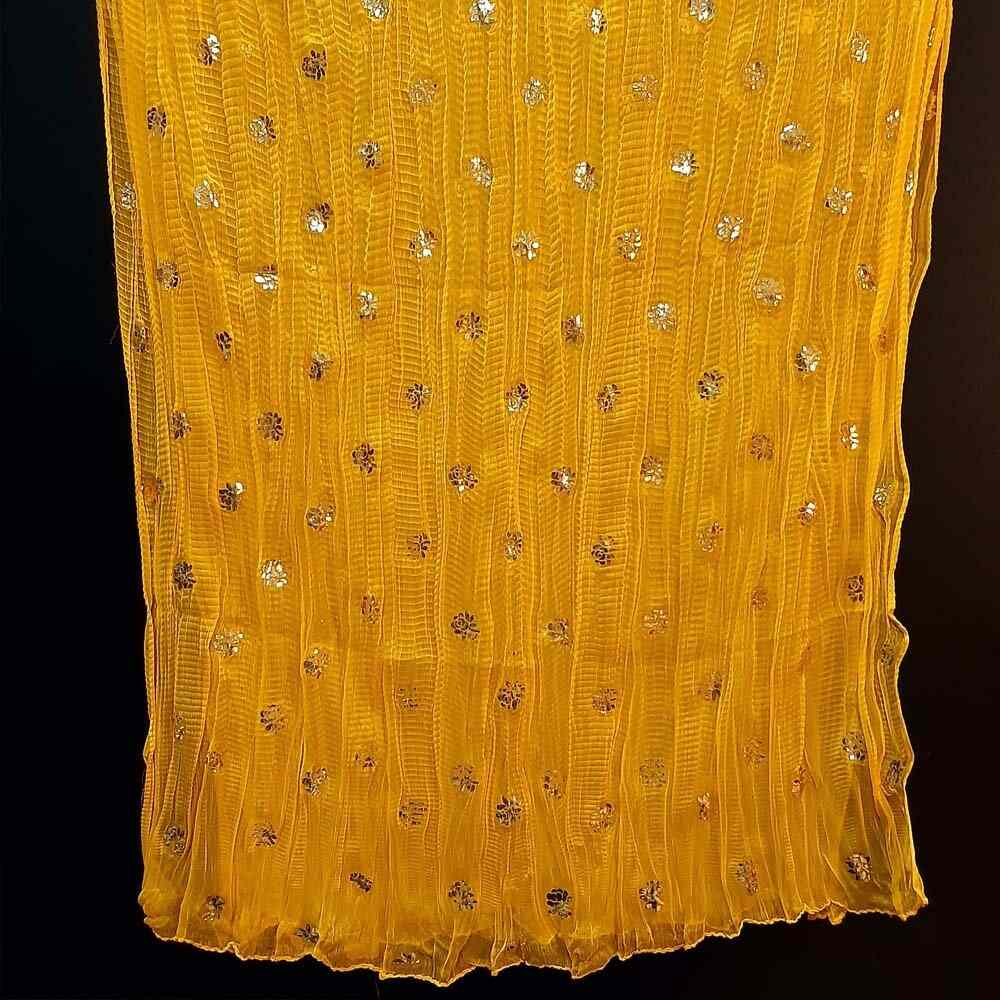 Yellow foil print dupatta