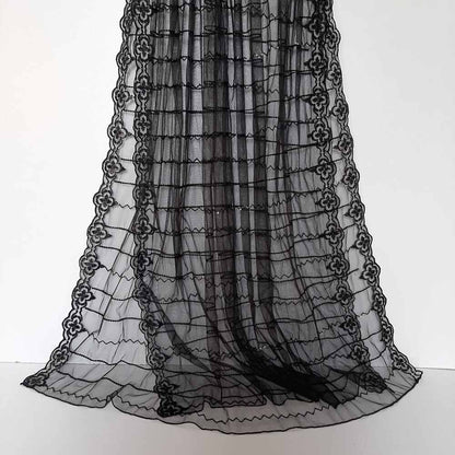embroided net dupatta black