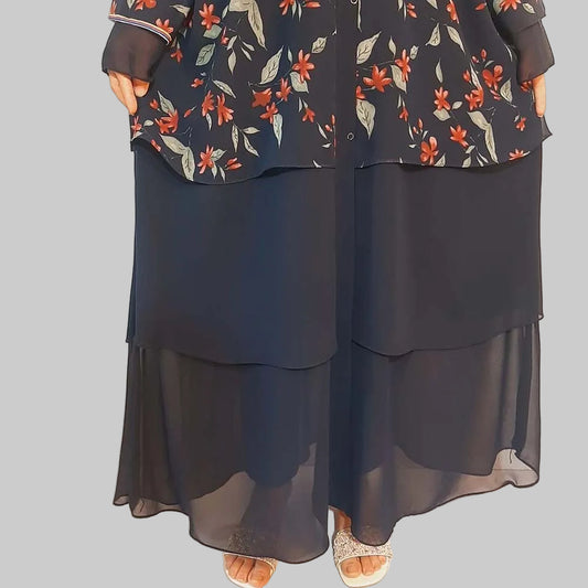 georgette front open abaya with scarf navy