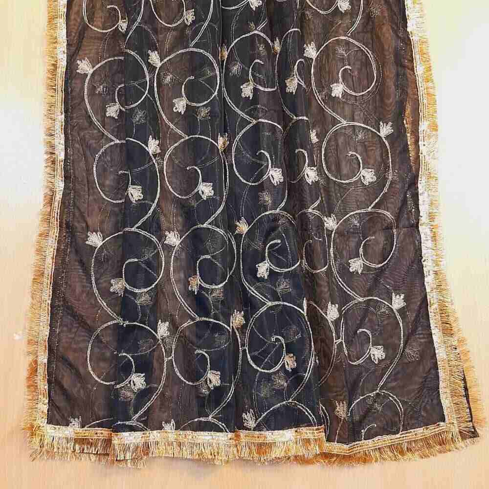 gota work dupatta for wedding party black gold