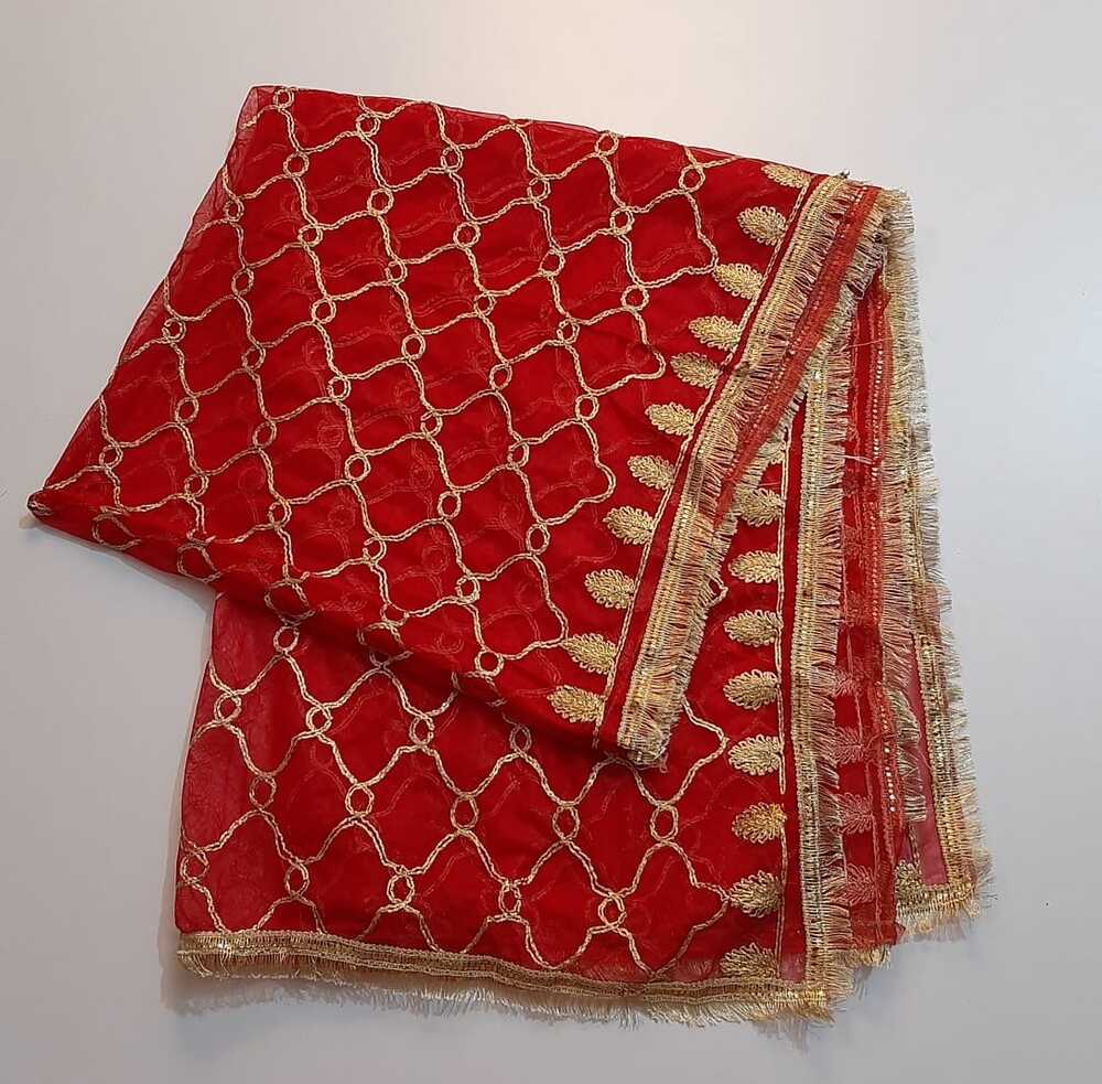 Gota Work Dupatta For Wedding - Net - ZD683