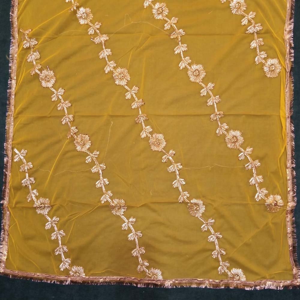 yellow Gota work wedding dupatta