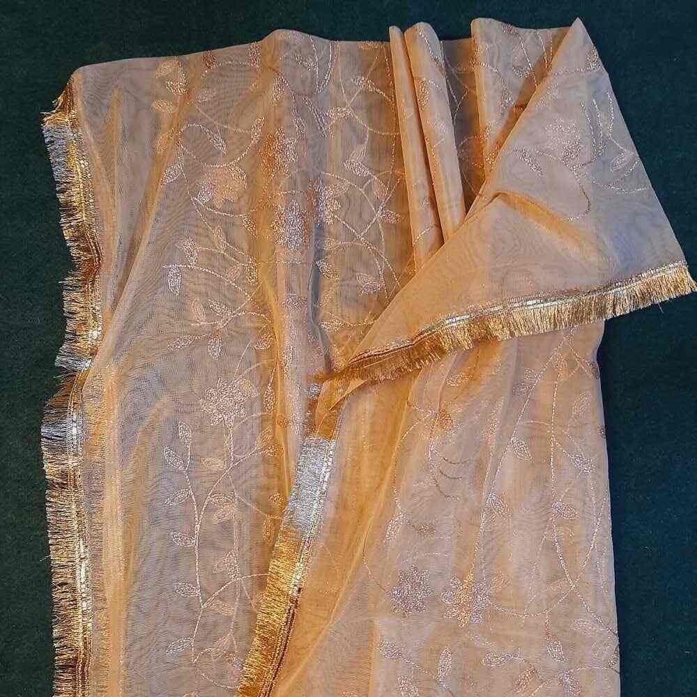 beige gota work dupatta for wedding party net