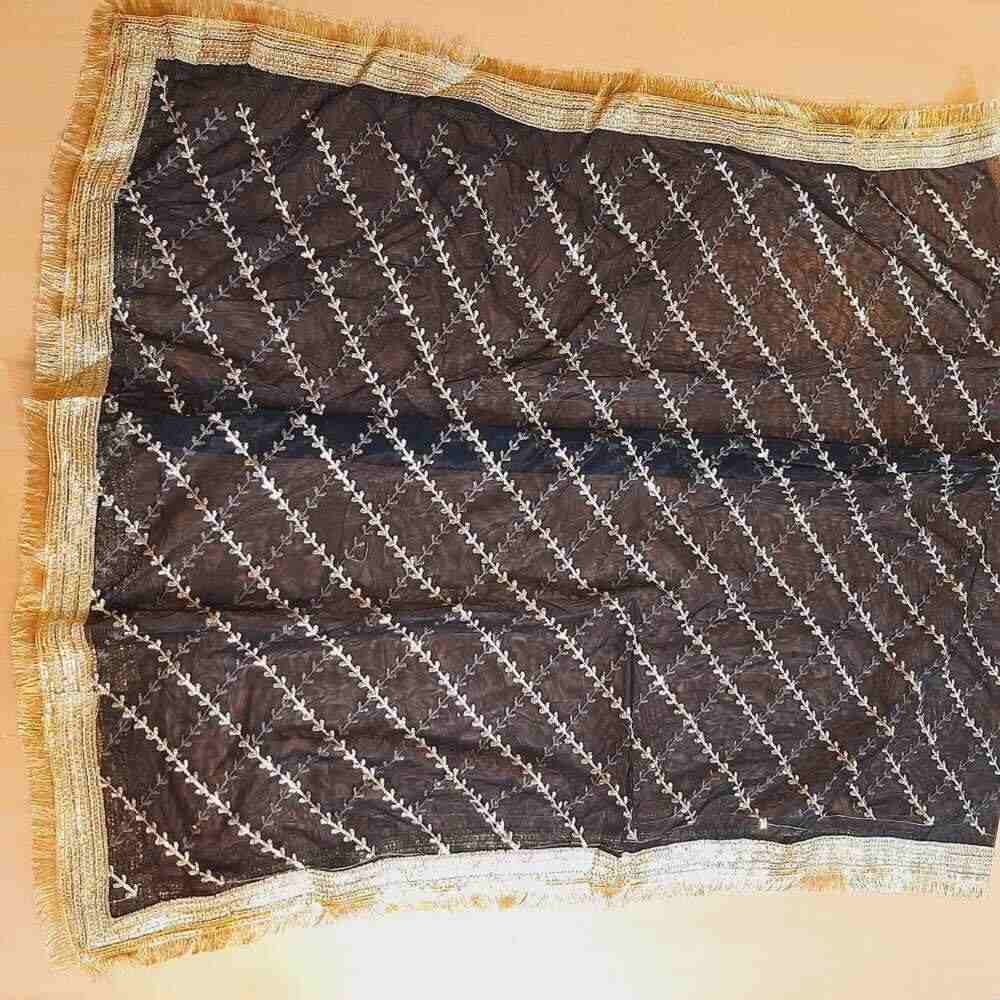 gota work net dupatta for wedding party black