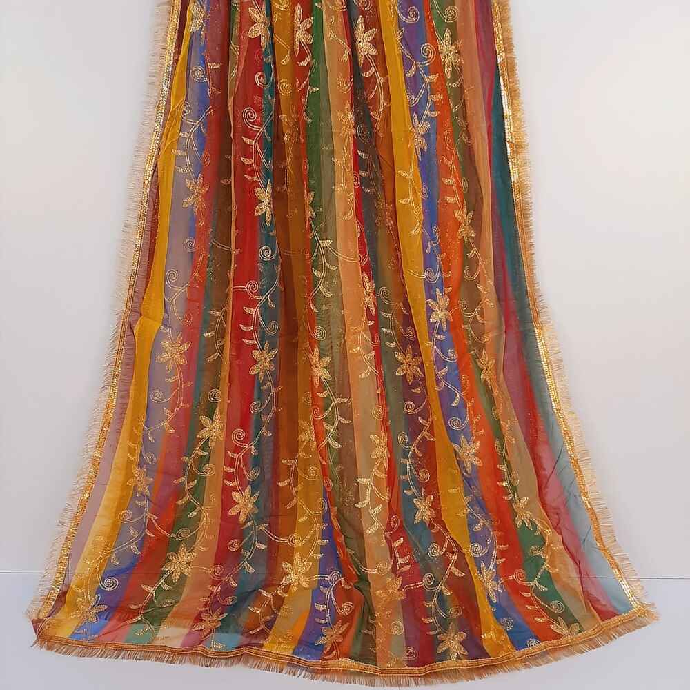Multi Gota Work Dupatta For Wedding Party - Net