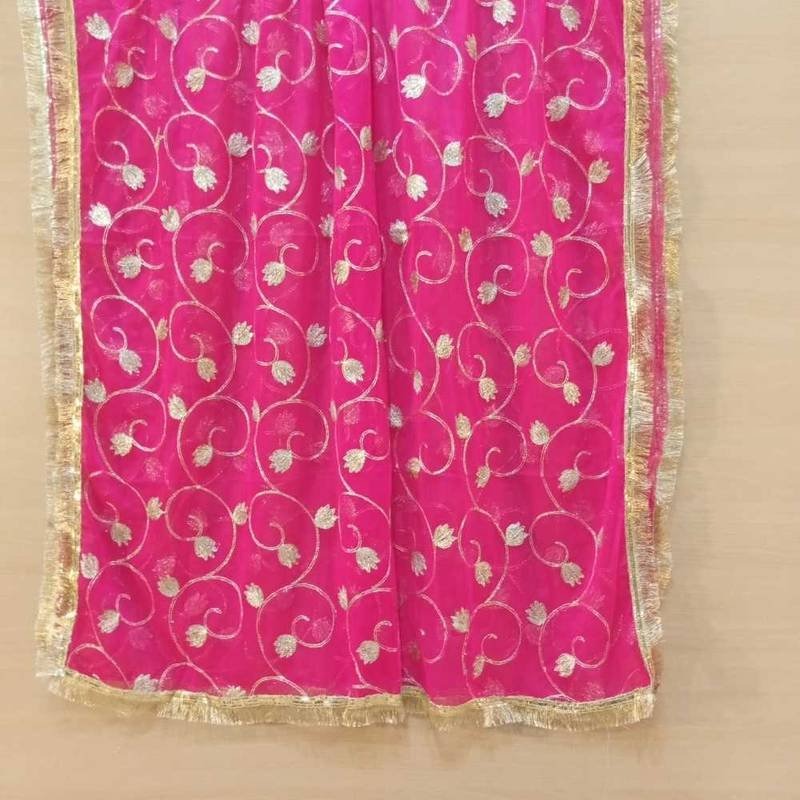 Gota Work Dupatta For Wedding - Net - ZD626