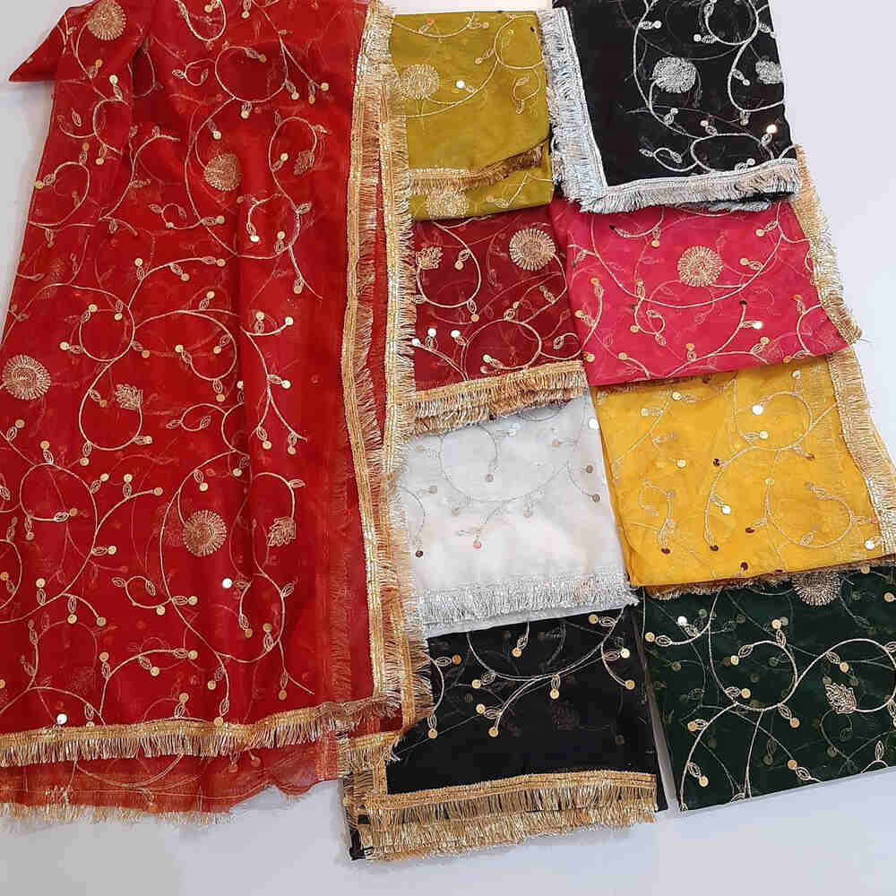 Gota Work Dupatta For Wedding - Net - ZD07