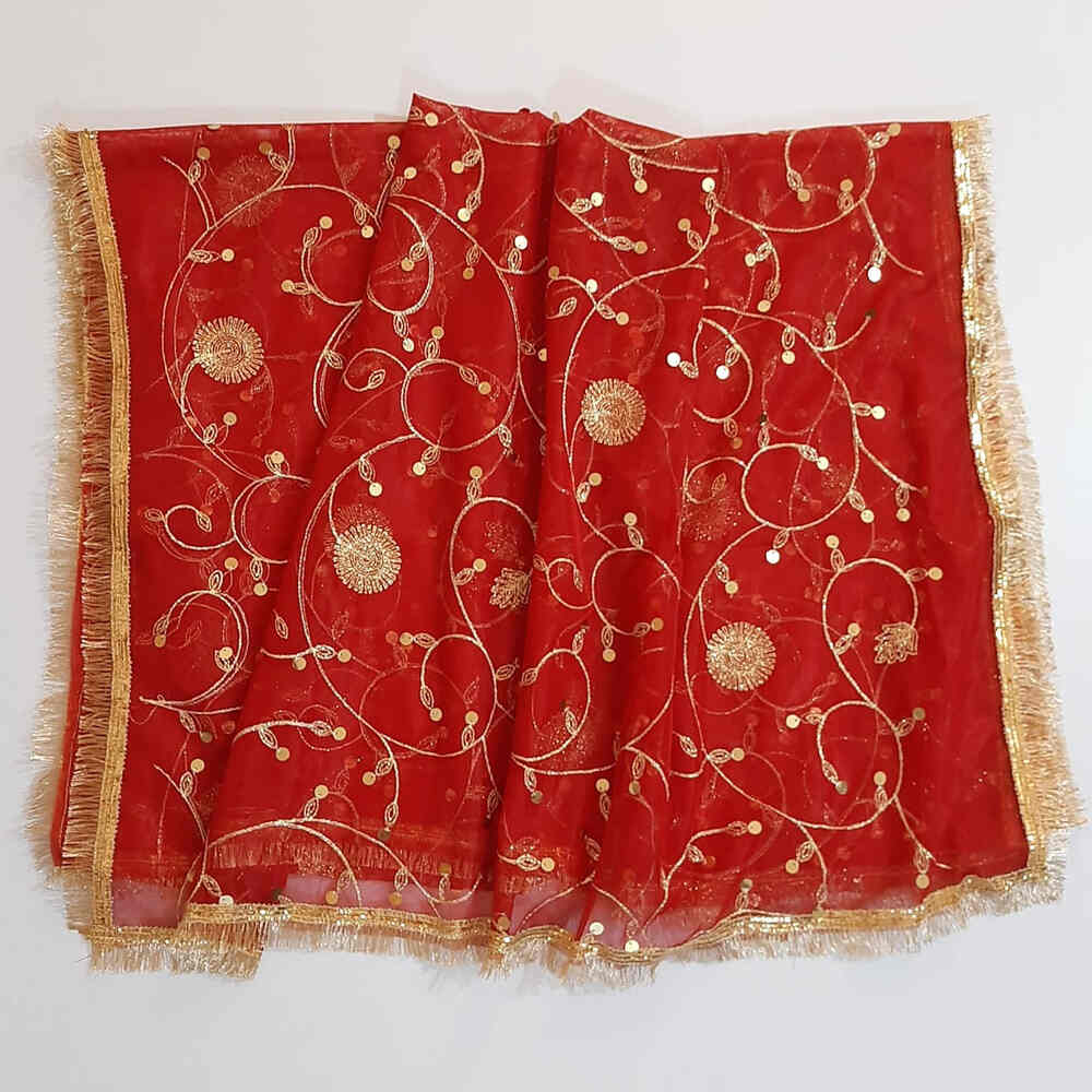 Gota Work Dupatta For Wedding - Net - ZD07