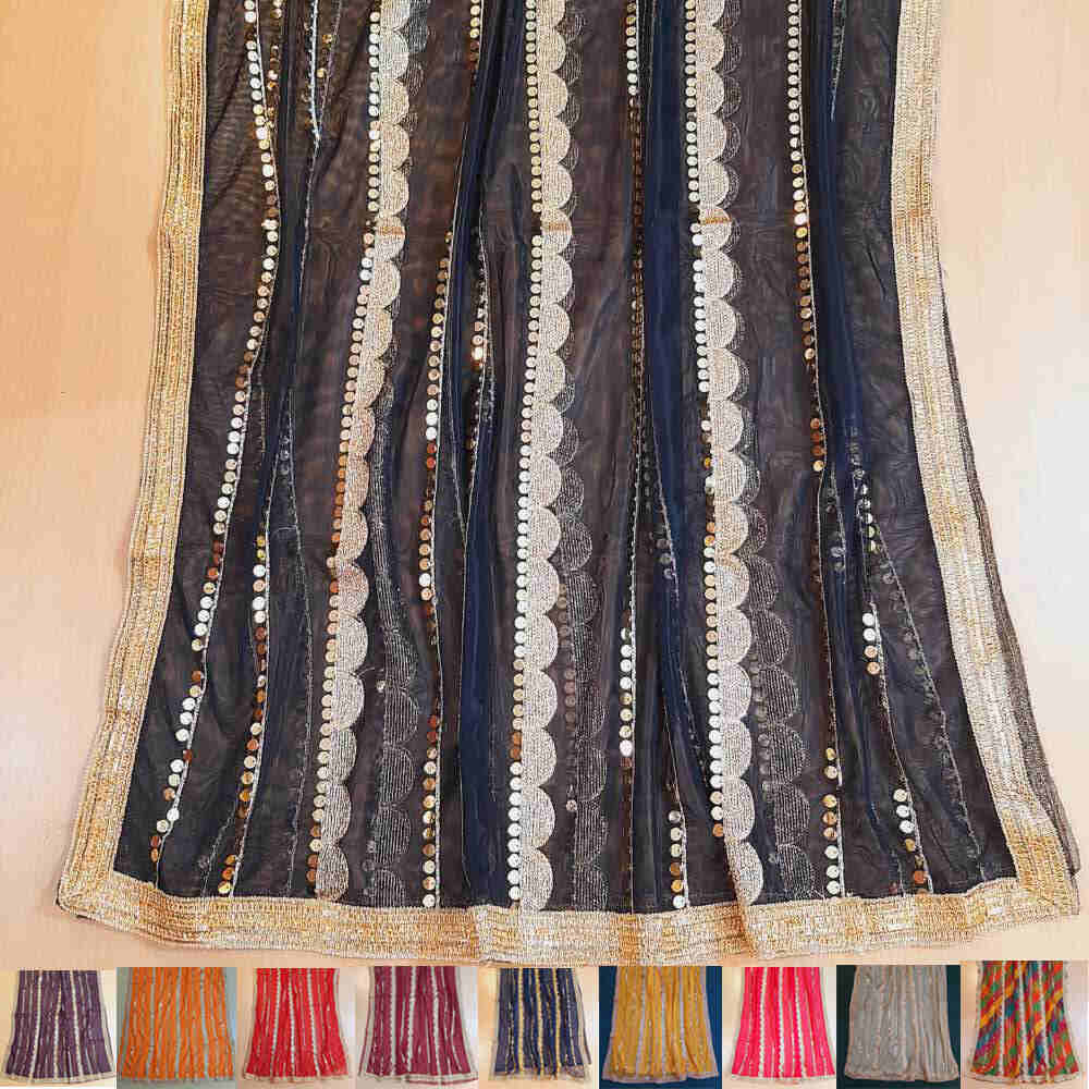 Gota Work Dupatta For Wedding Party - Net - ZD0A3