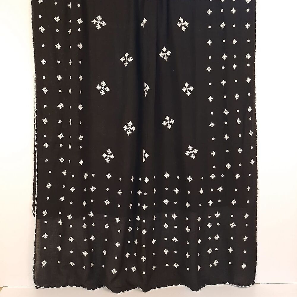 Hand Embroided Lawn Dupatta - Black - ZD820