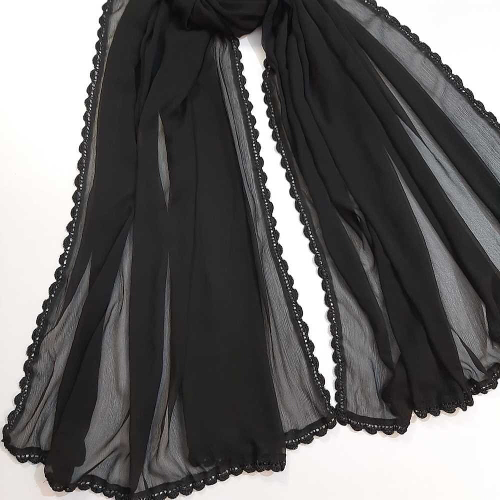 Hand Qureshia Work Chiffon Dupatta - Black