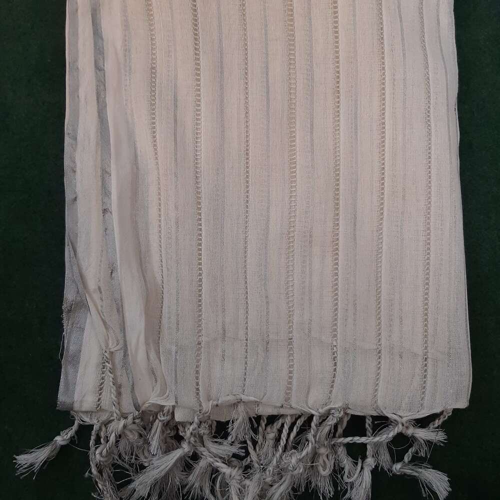 khaadi net zari dyeable dupatta white silver