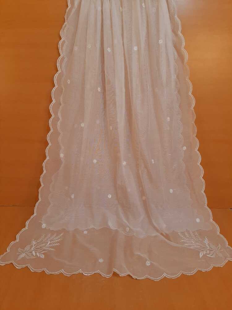 Khaadi Net Dupatta - White - ZD409