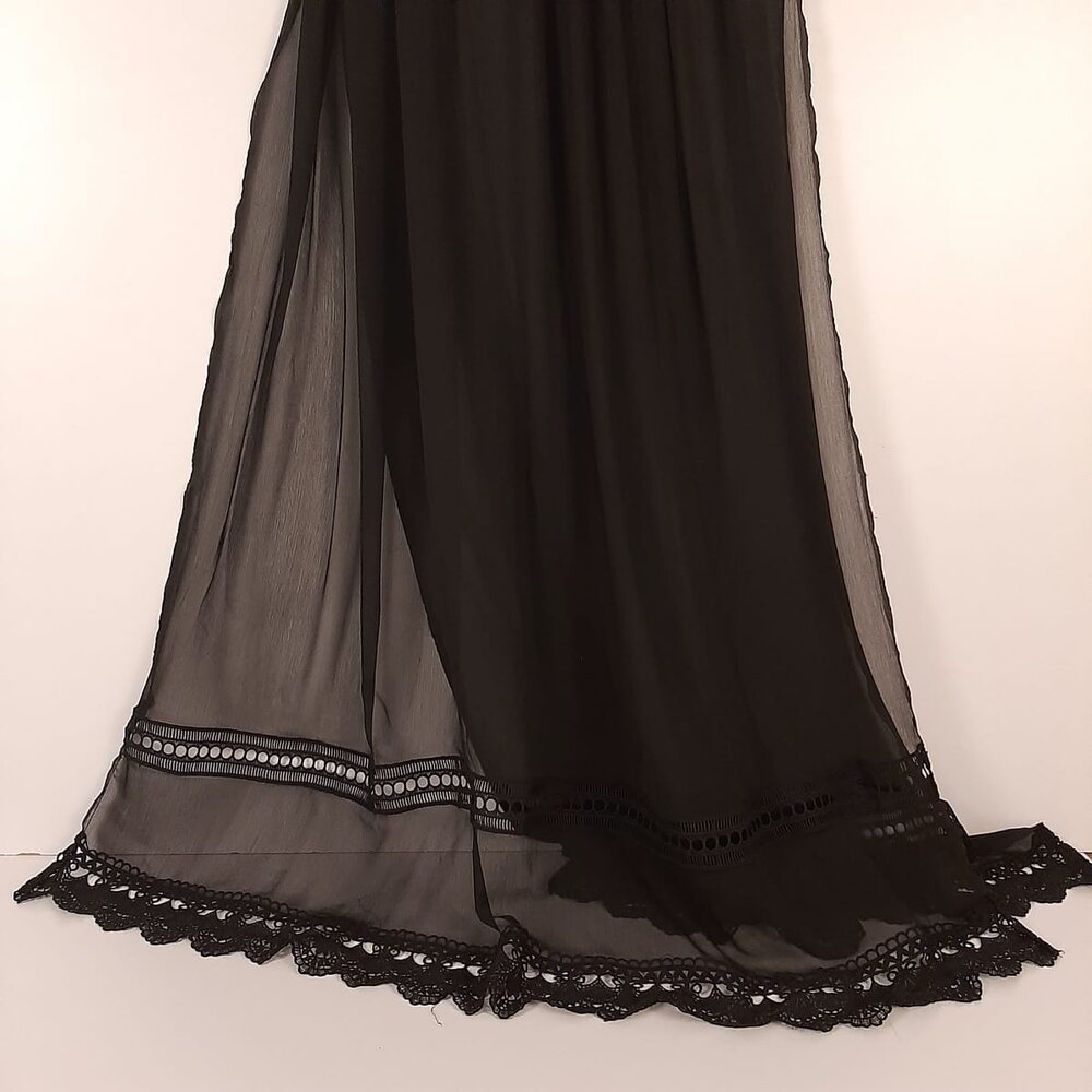 Laces Embellished Chiffon Dupatta - Black