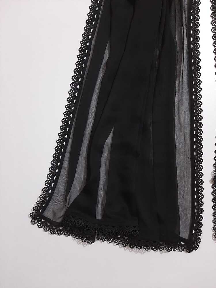 Laced Chifffon Dupatta - Black - ZD1109