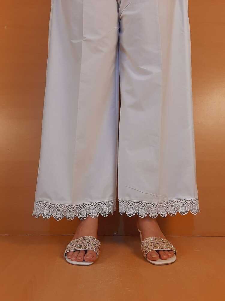 Laced Palazzo – Cotton – White - ZT01