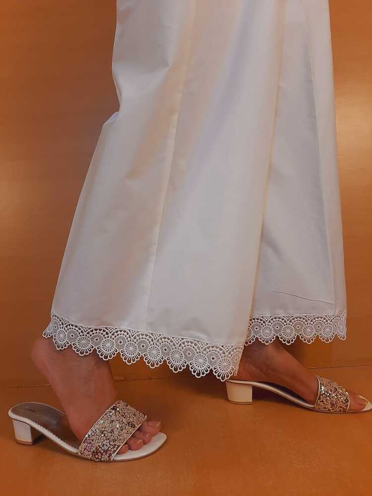 Laced Palazzo – Cotton – White - ZT01