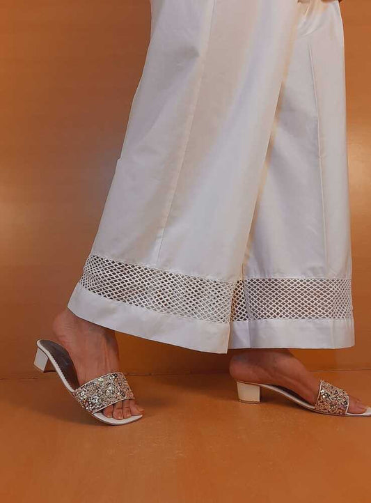 Laced Palazzo – Cotton – White - ZT02