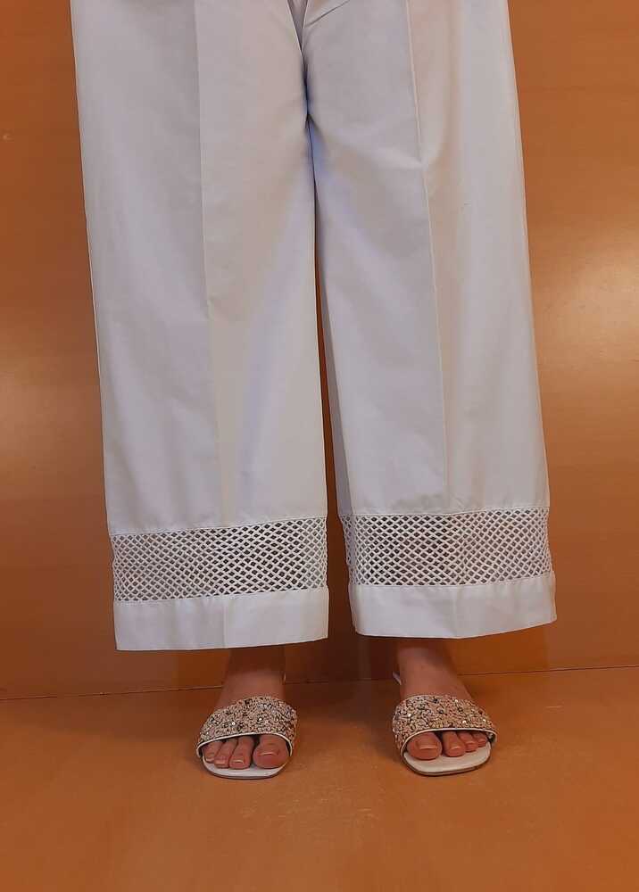 Laced Palazzo – Cotton – White - ZT02