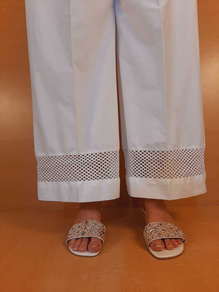 Laced Palazzo – Cotton – White - ZT02