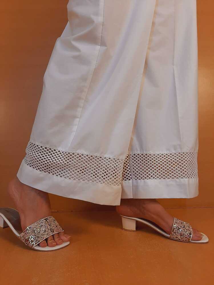 Laced Palazzo – Cotton – White - ZT02