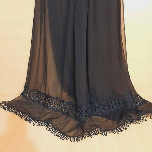 Laces Embellished Chiffon Dupatta - Black