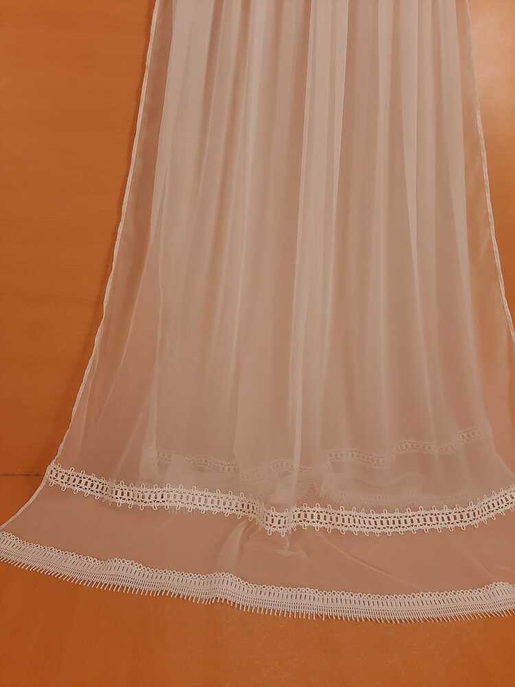 Laces Embellished Chiffon Dupatta - White - ZD242