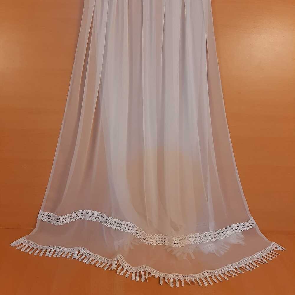 Laces Embellished Chiffon Dupatta - White - Dyeable