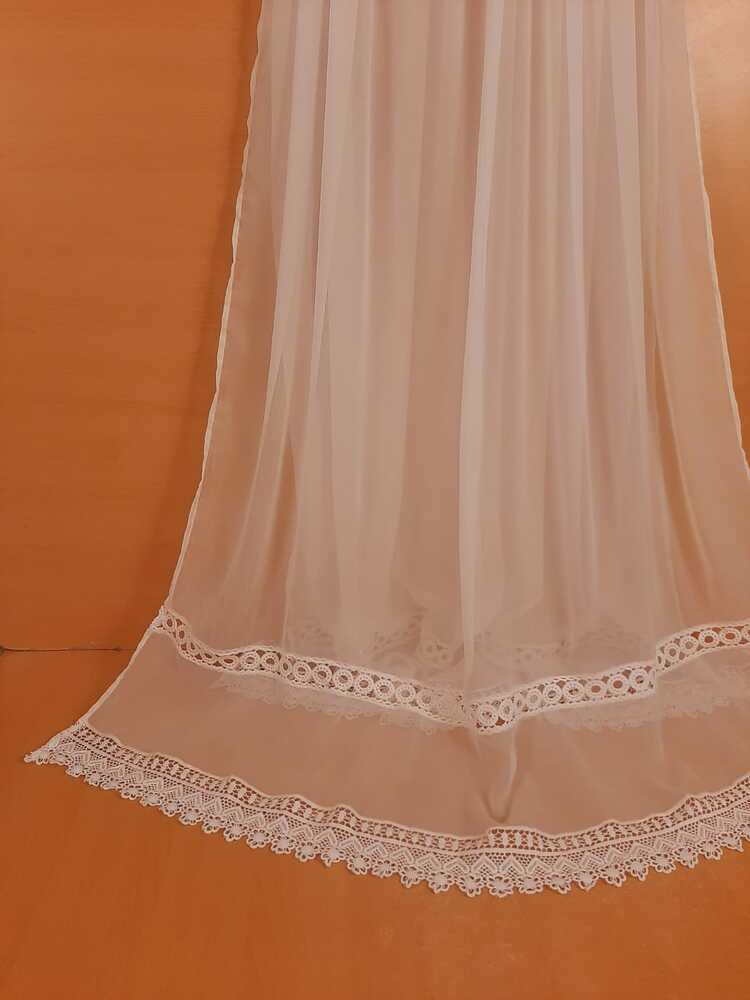 Laces Embellished Chiffon Dupatta - White - ZD809