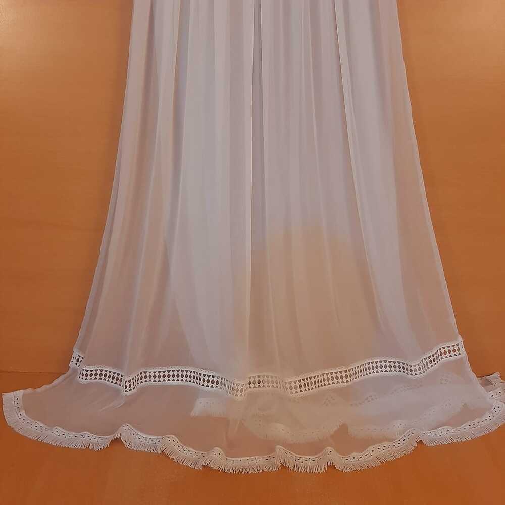 Laces Embellished Chiffon Dupatta - White - Dyeable