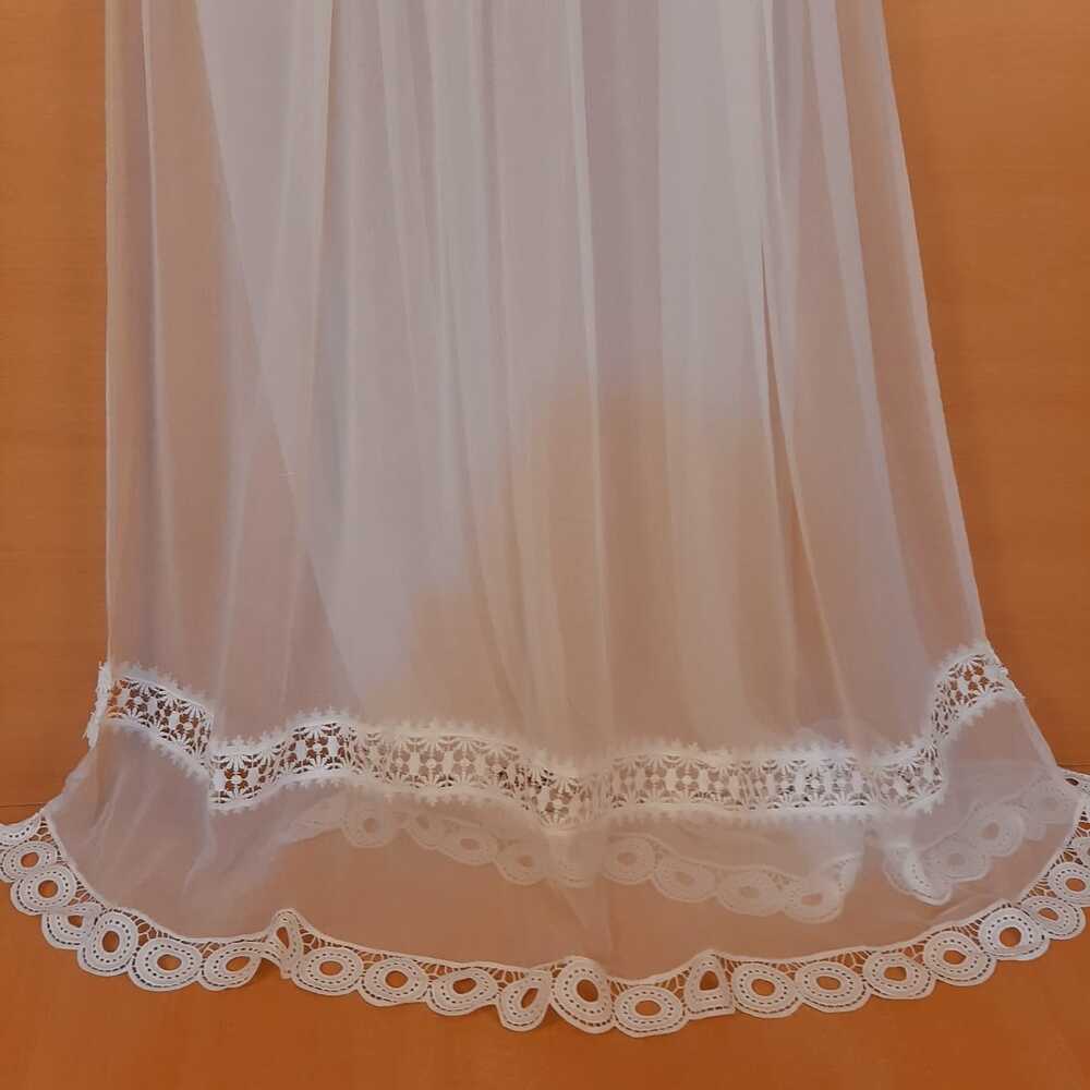Laces Embellished Chiffon Dupatta - White - Dyeable