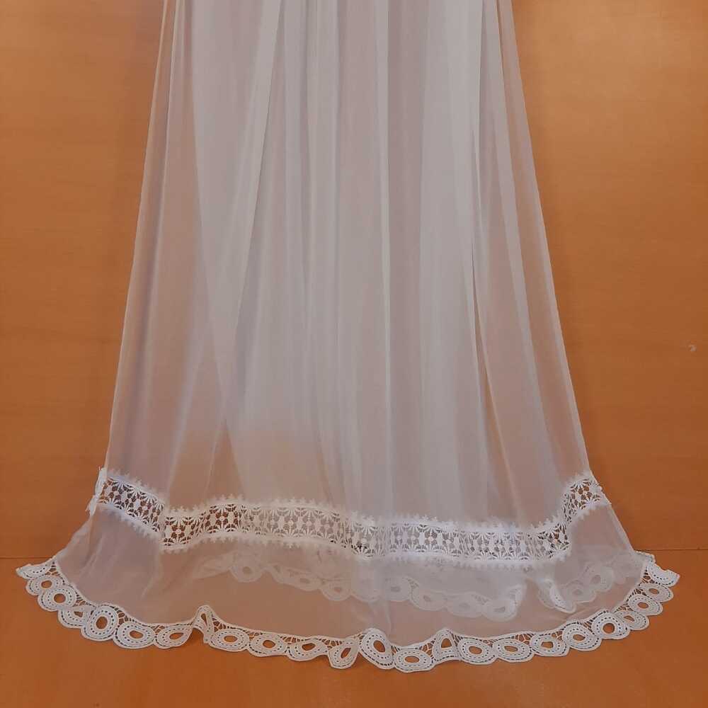 Laces Embellished Chiffon Dupatta - White - Dyeable