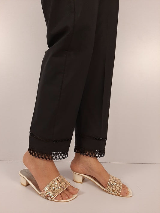 Laces embellished Cotton Trouser - Black - ZT224
