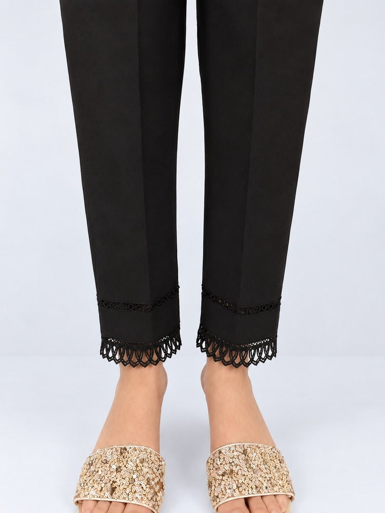 Laces embellished Cotton Trouser - Black - ZT224