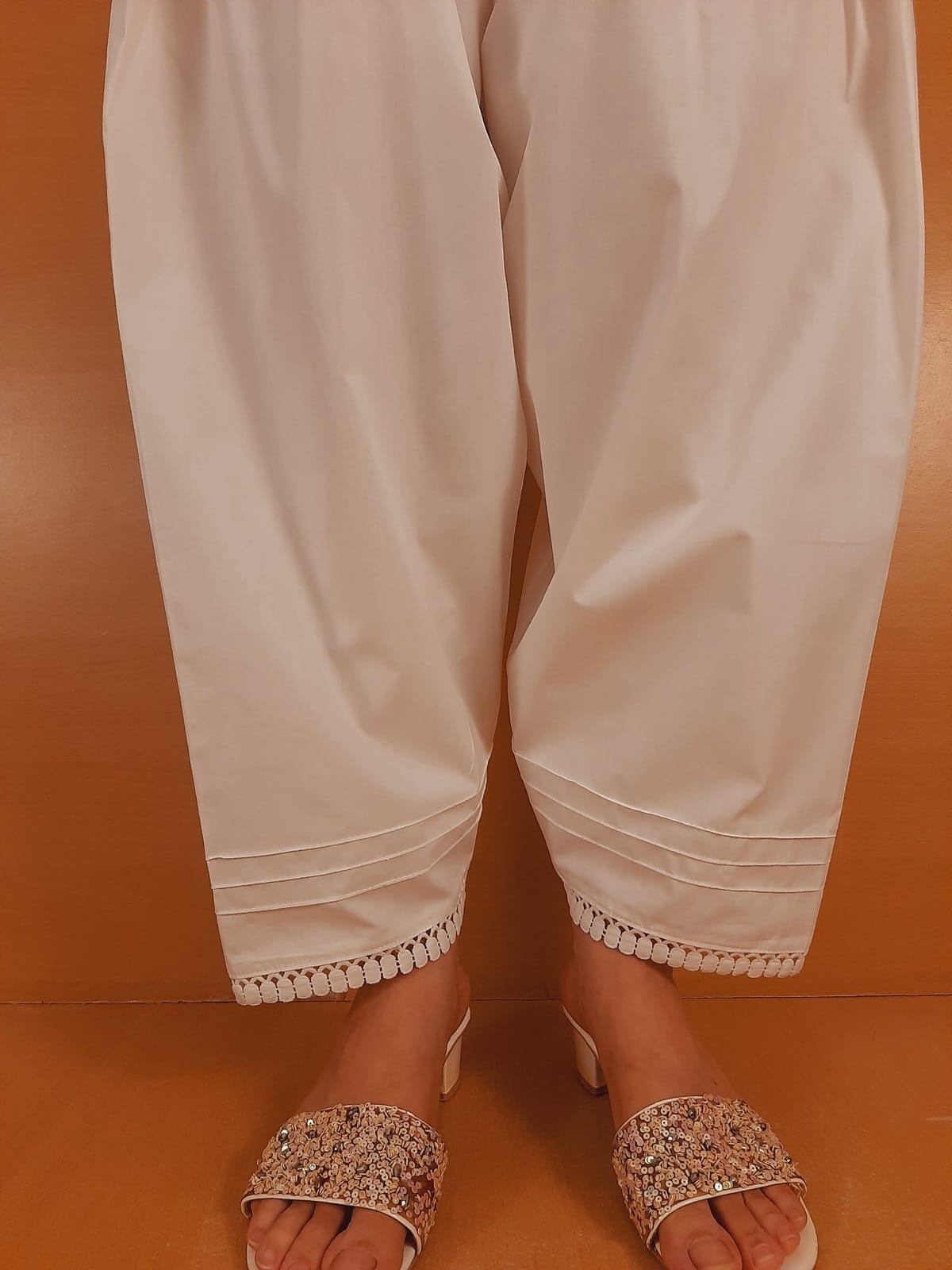 Laces Embellished Shalwar - White - ZSL06