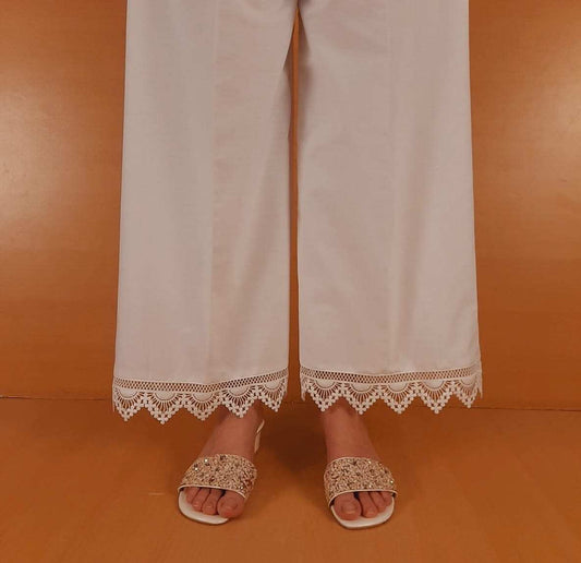 Laced Palazzo – Cotton – White – ZT455