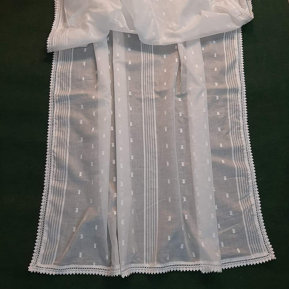 lawn dupatta brochia striped with 4 sided lace