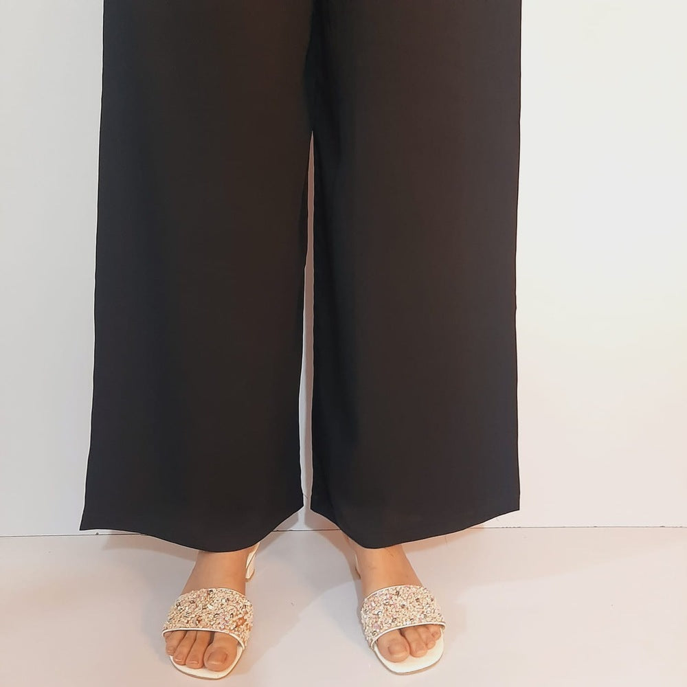 linen palazzo trouser soft black