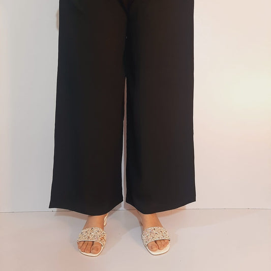 linen palazzo trouser soft black