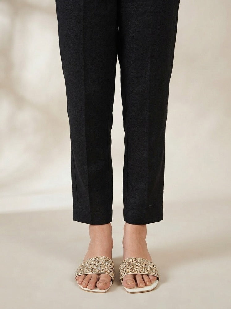 Linen Trouser Pant - Soft - All Season - Black - ZT159