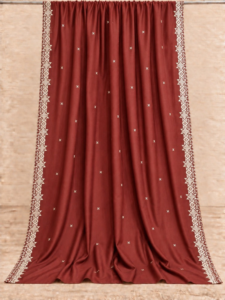 Embroided Swiss Lawn Chaddar Summer Shawl - Maroon - SH27