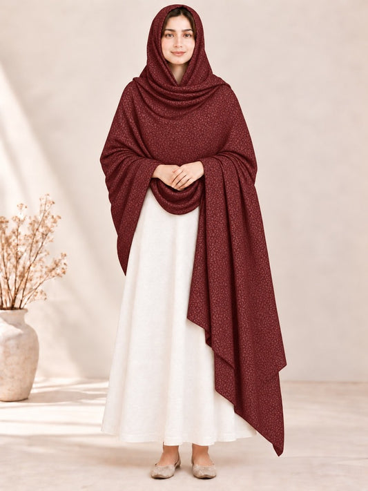 Self Print Shawl / Chaddar - Swiss Lawn - Maroon - SH29